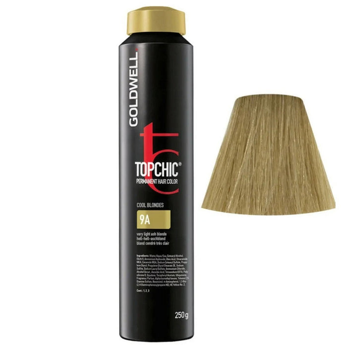 Vopsea permanentă de păr Goldwell TopChic, nuanța 9A Cool Blonde, 250 g