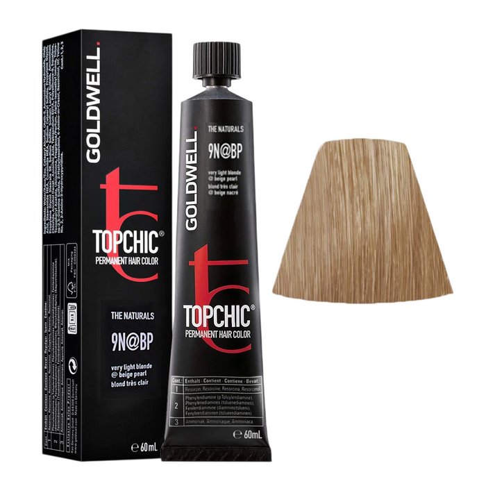 Vopsea permanentă de păr Goldwell TopChic, nuanța 9NBP Very Light Blonde Reflecting Opal, 60 ml
