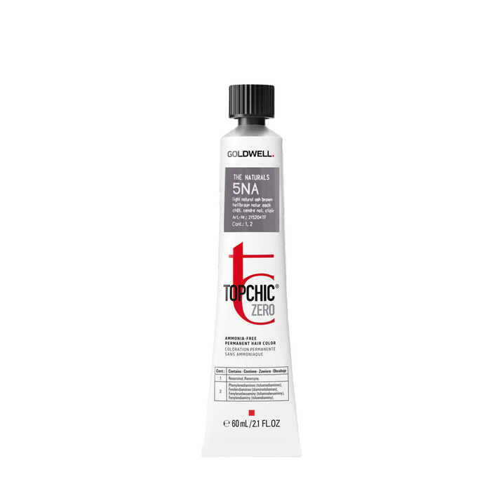 Vopsea permanentă de păr Goldwell TopChic Zero, nuanța 5NA Light Natural Ash Brown, 60 ml