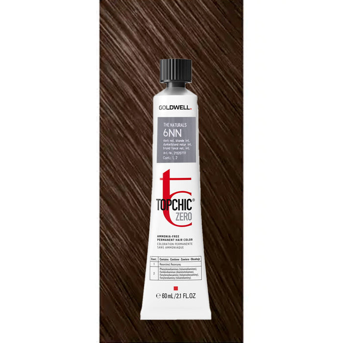 Vopsea permanentă de păr Goldwell TopChic Zero, nuanța 6NN Dark Natural Blonde, 60 ml