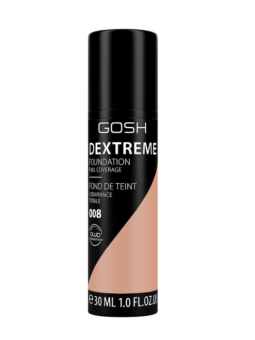 Fond de ten lichid Gosh Dextreme, acoperire completă, nuanța 008 Auriu, 30 ml