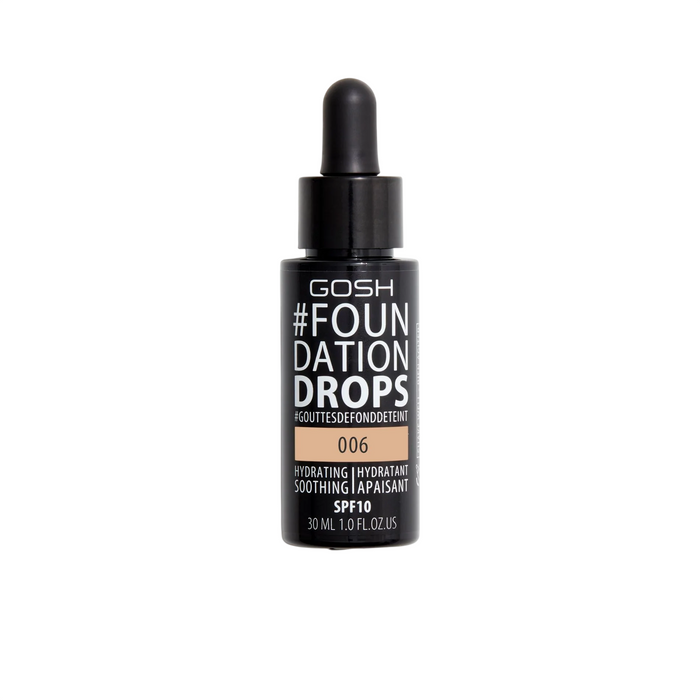 Fond de ten lichid Gosh Drops, hidratant, calmant, nuanța 006 Roșcat, SPF 10, 30 ml