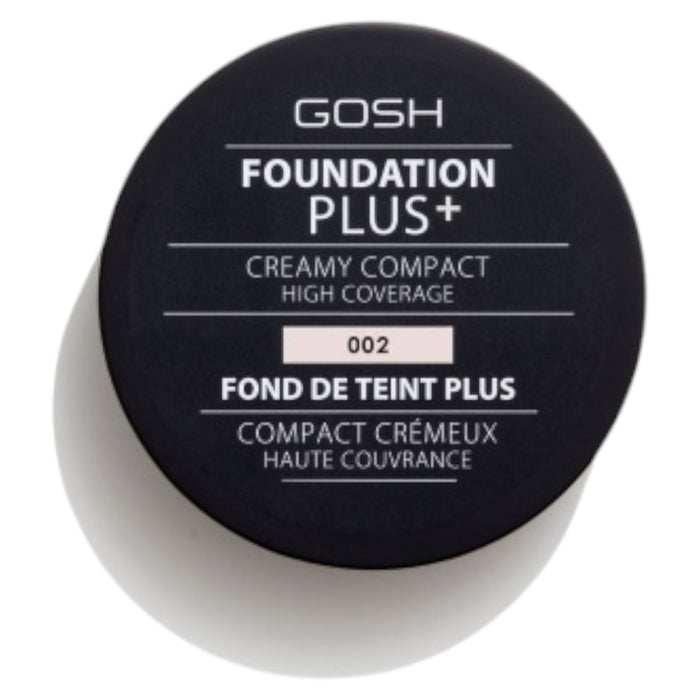 Fond de ten crem Gosh Foundation Plus+, acoperire completă, nuanța 002 Fildeș, 9 g, tester