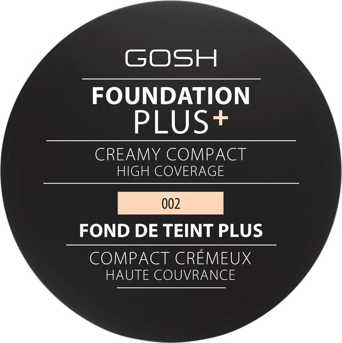 Fond de ten compact Gosh Plus+, acoperire mare, nuanța 002 Ivory, 9 g