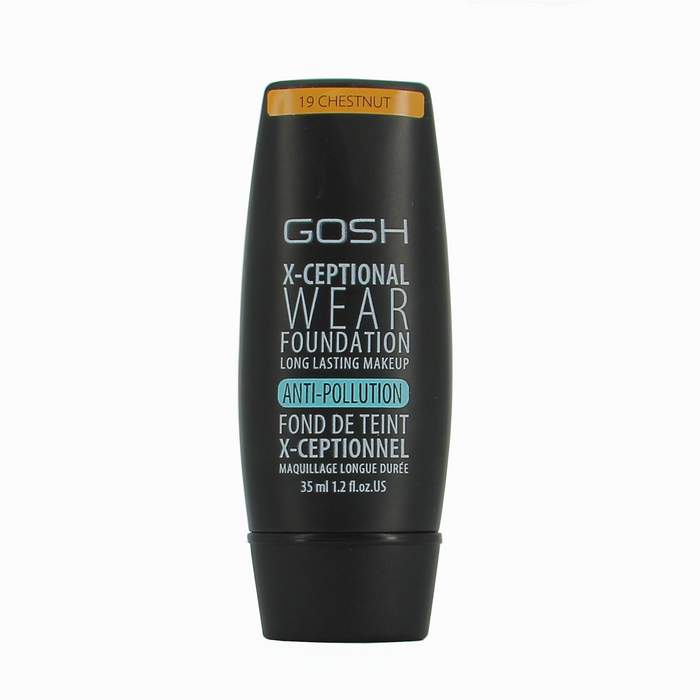 Fond de ten lichid Gosh X-Ceptional Wear, mat și cu luminozitate naturală, nuanța 19 Chestnut, 35 ml