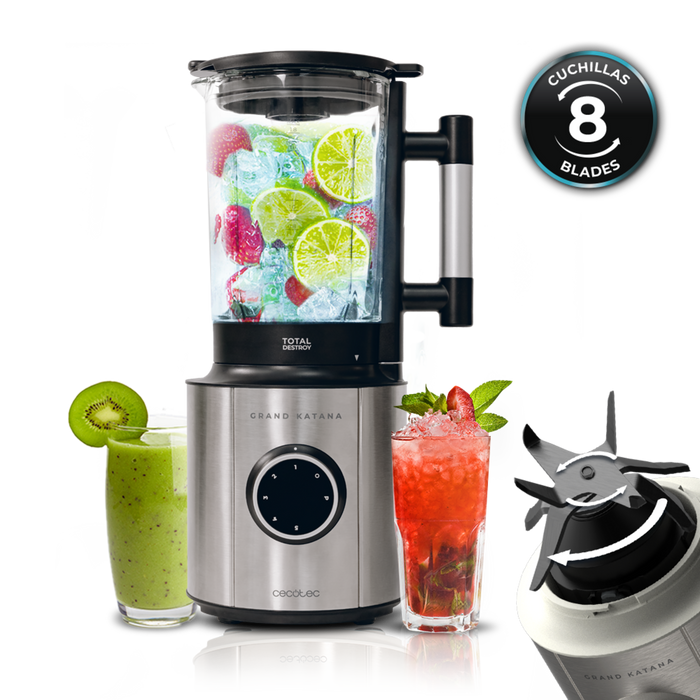 Blender cu cană Cecotec Grand Katana 2700MAX Total Destroy B, 2700 W, 1,8 l, 5 viteze, inox