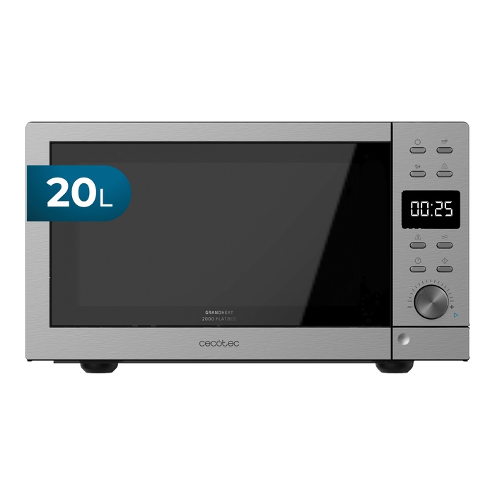 Cuptor cu microunde fără platou rotativ Cecotec GrandHeat 2000 Flatbed Steel, 20 l, 700 W, 6 trepte, oțel