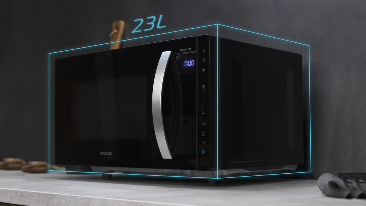 Cuptor cu microunde cu bază plată Cecotec GrandHeat 2300 Flatbed Touch Black, 23 l, 800 W, 5 trepte, negru
