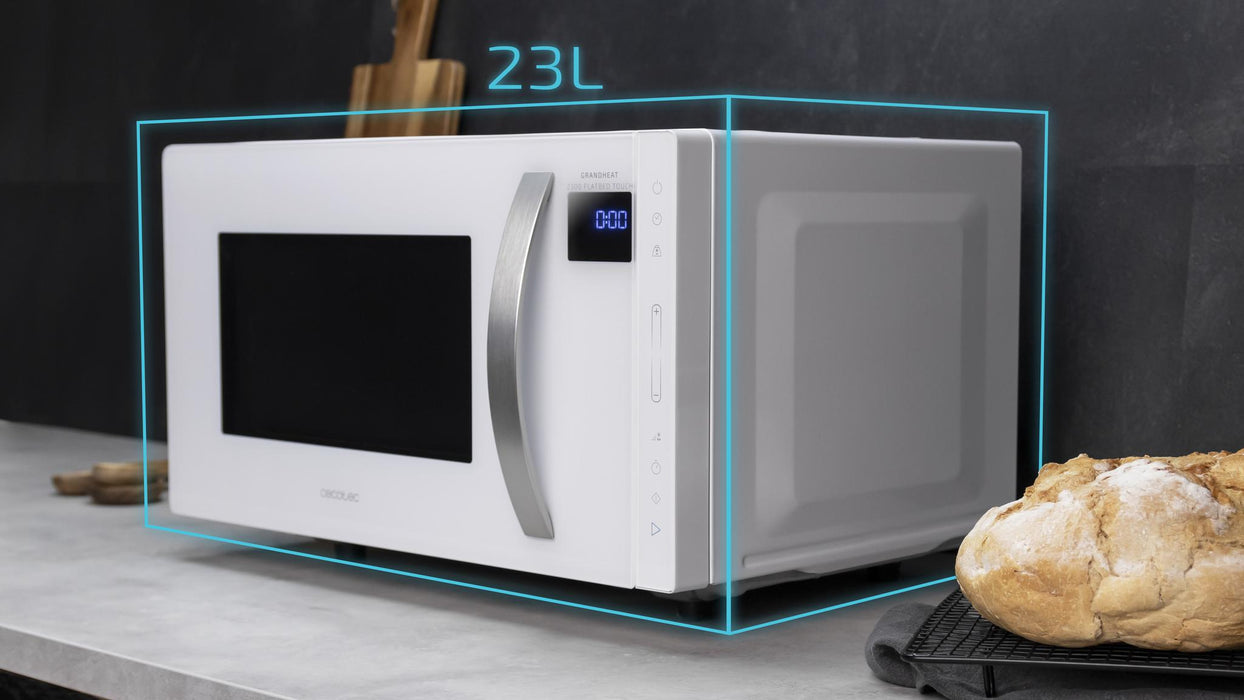 Cuptor cu microunde fără platou rotativ Cecotec GrandHeat 2300 Flatbed Touch White, 23 l, 800 W, alb