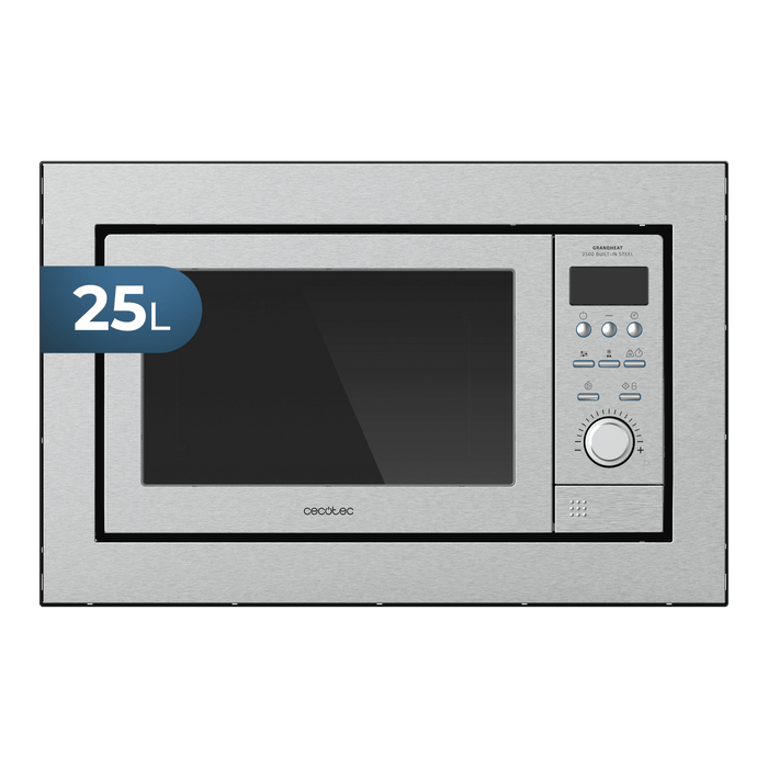 Cuptor cu microunde încorporabil cu grill Cecotec GrandHeat 2500 Built-In Steel, 25 l, 900 W, grill 1000 W, oțel