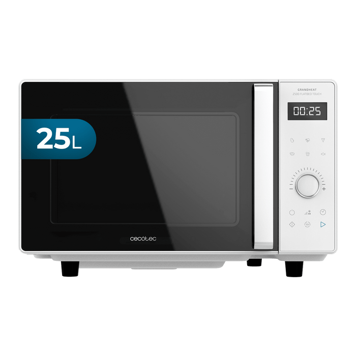 Cuptor cu microunde cu bază plată Cecotec GrandHeat 2500 Flatbed Touch White, 25 l, 800 W, 5 trepte, alb