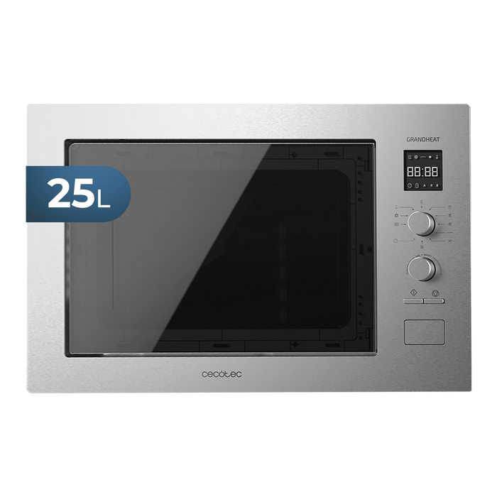 Cuptor cu microunde încorporabil cu grill Cecotec Grandheat 2550 Built-In Steel, 25 l, 850 W, grill 1200 W, negru