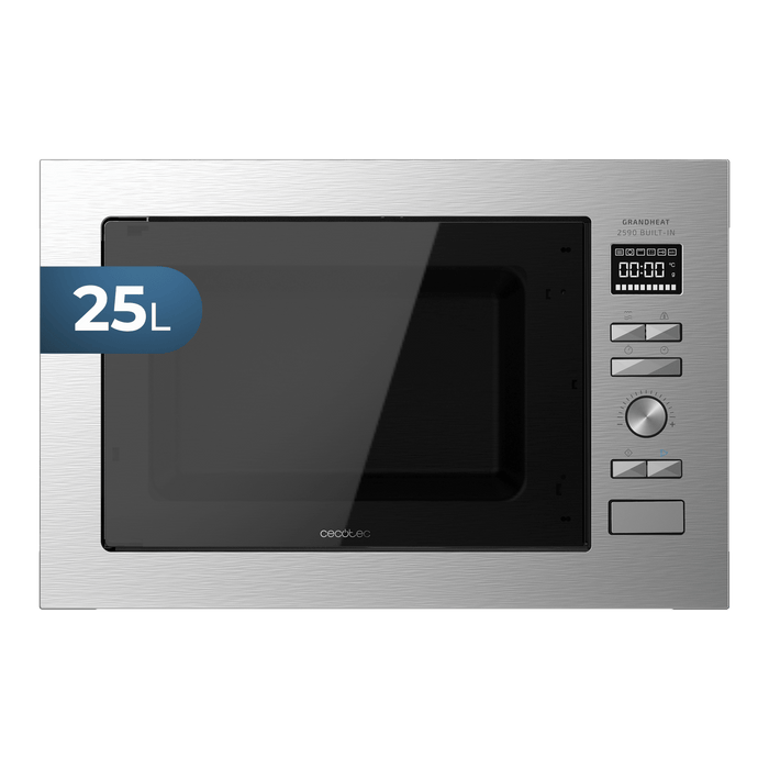 Cuptor cu microunde încorporabil Cecotec Grandheat 2590 Built-In Steel Black, 25 l, 900 W, grill 1000 W, negru
