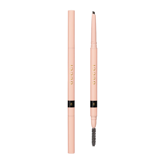 Creion pentru sprâncene Gucci Stylo A Sourcils, rezistent la apă, cu două capete, nuanța 06 Noir, 0,09 g