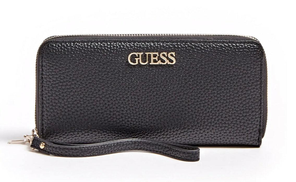 Portofel Guess Alby, textil, cu fermoar, negru