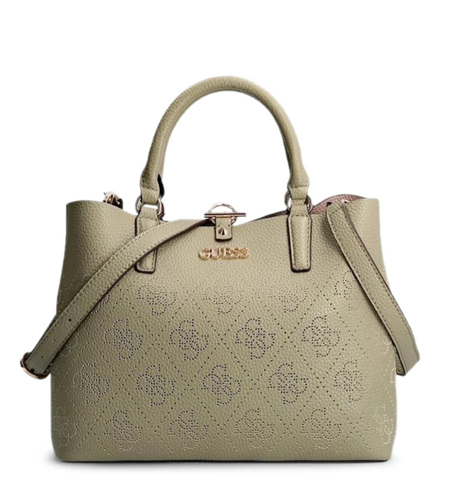 Geantă Guess Amara Top-Handle Bags, cu mânere și bretea de umăr, verde oliv