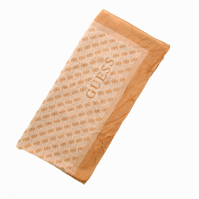 Eșarfă Guess Animalier Scarves & Wraps, imprimeu cu logo, nuanțe de bej și portocaliu