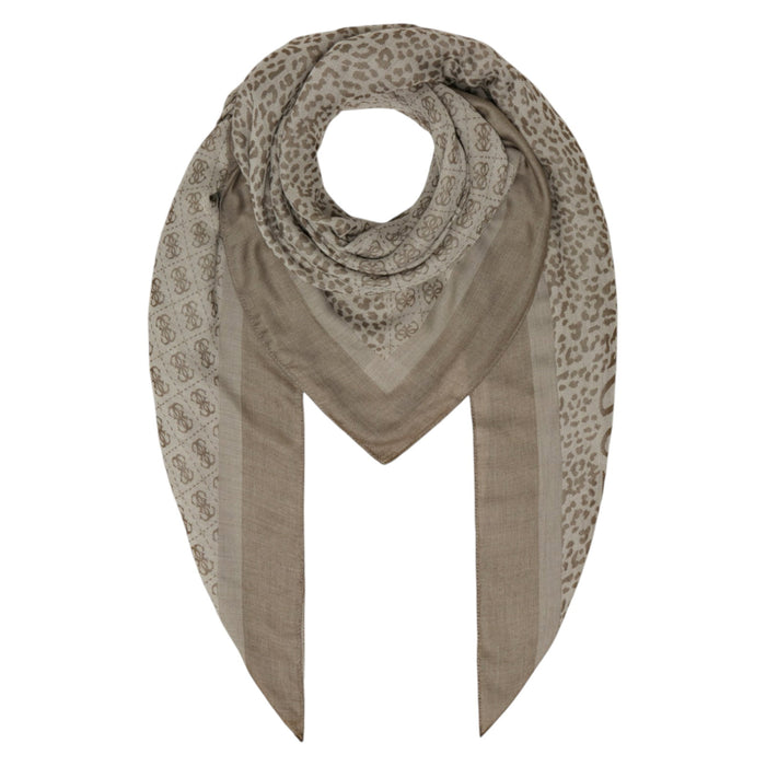 Eșarfă Guess Animalier Scarves & Wraps, imprimeu animalier, bej