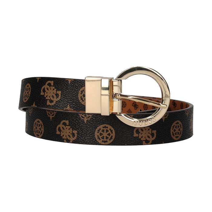 Curea Guess Cessily Belts, cu imprimeu monogramă, cataramă rotundă
