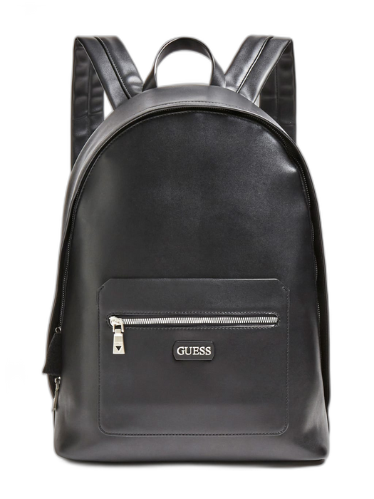 Rucsac Guess Dan, negru, cu buzunar frontal cu fermoar