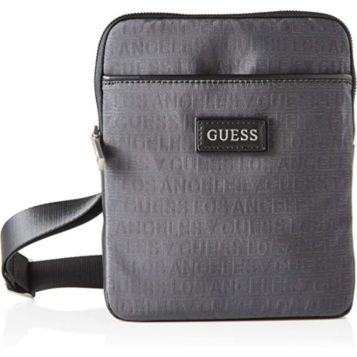 Geantă crossbody Guess Dan, cu fermoar, bretea reglabilă, gri