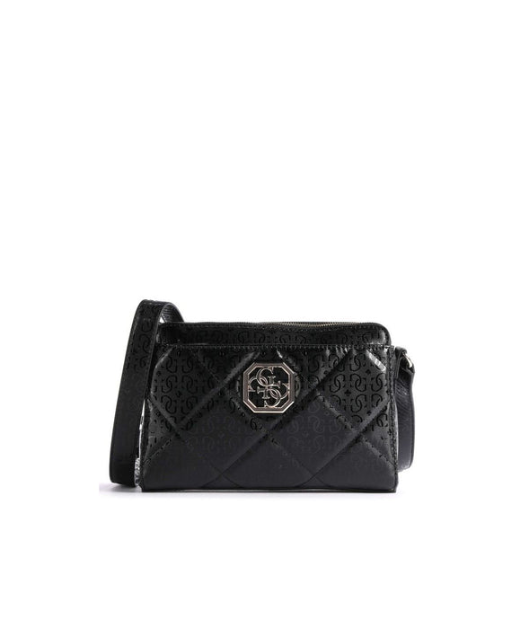 Geantă crossbody Guess Dilla, neagră, matlasată