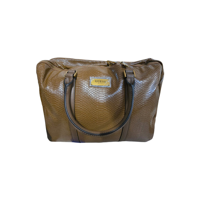 Geantă tote Guess, maro, cu textură în relief