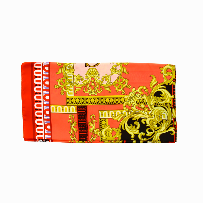 Eșarfă Guess Scarves & Wraps, imprimeu ornamental, roșu și portocaliu