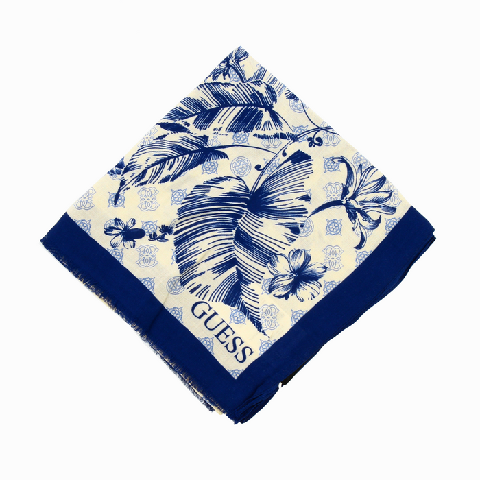 Eșarfă Guess Scarves & Wraps, imprimeu floral, albastru și crem