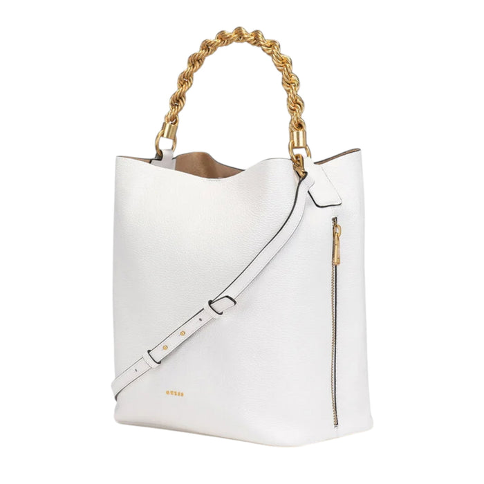 Geantă tote Guess Guess Tote Bags, albă, mâner tip lanț, cu bretea de umăr