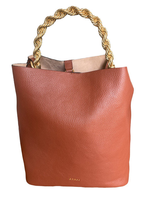 Geantă tote Guess Jeans, mâner împletit, maro-roșcat