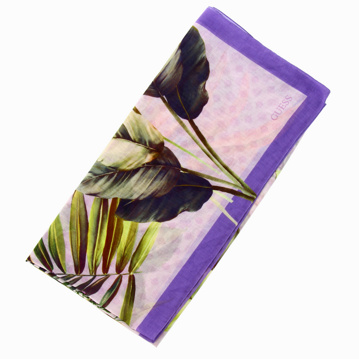 Eșarfă Guess Kefiah, imprimeu floral, violet