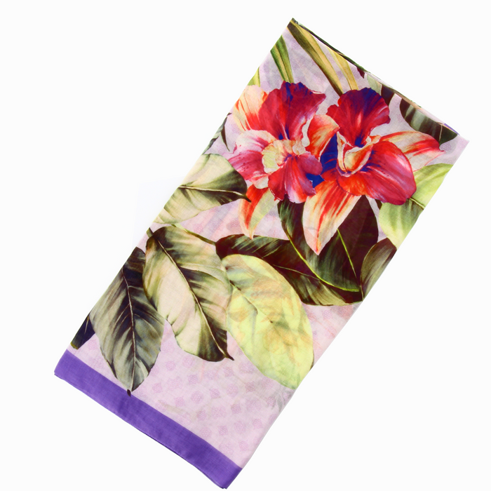 Eșarfă Guess Kefiah, imprimeu floral, violet