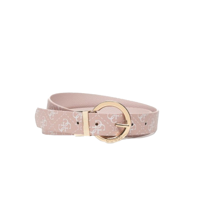 Curea Guess Naya Belts, roz, cu imprimeu Guess și cataramă aurie