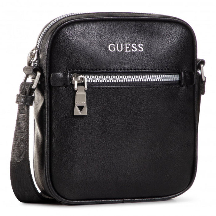 Geantă crossbody Guess Scala, neagră, cu buzunar cu fermoar