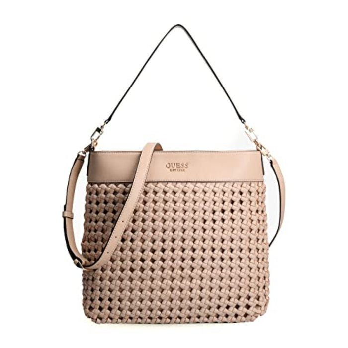 Geantă tote Guess Sicilia, aspect împletit, bej