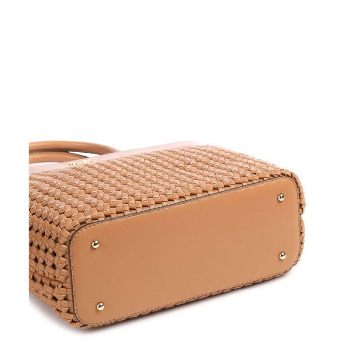 Geantă Guess Sicilia Top-Handle, cu mânere superioare, design împletit, maro