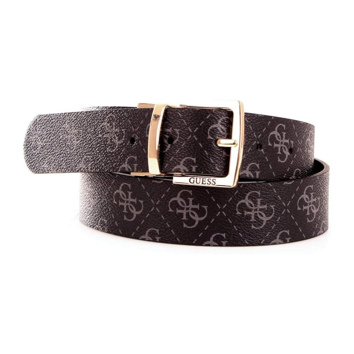 Curea Guess Tyren, cu model monogram, cataramă aurie