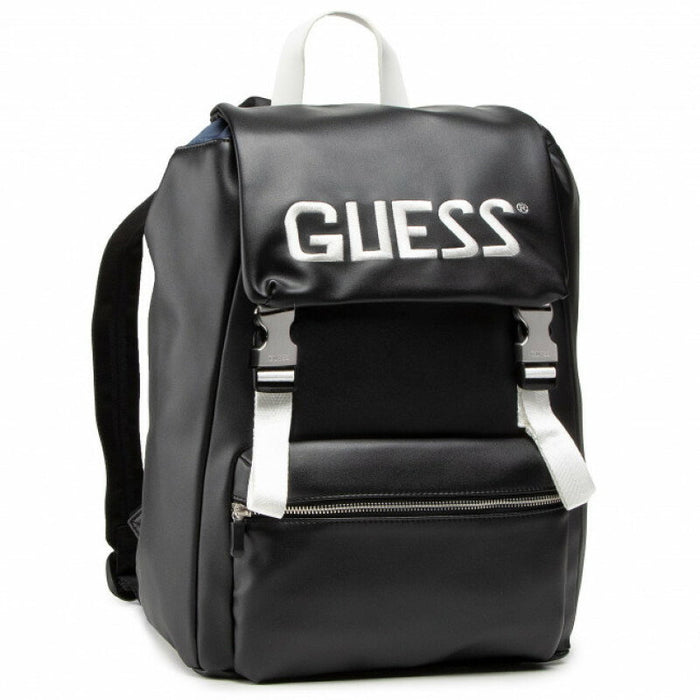 Rucsac Guess Salameda, negru, cu buzunar frontal cu fermoar