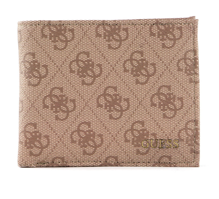 Portofel Guess Vezzola, model monogram, bej și maro