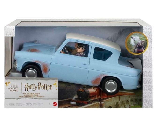 Set mașină și 2 păpuși Mattel Harry Potter, Harry Potter și Ron, 6+ ani