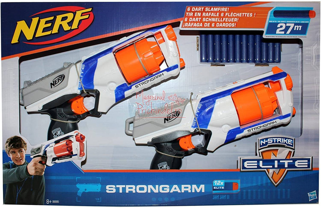 Set de 2 blastere Hasbro Nerf Elite Strongarm, 12 săgeți, 8+ ani