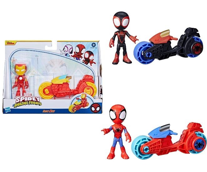 Set motocicletă și figurină Hasbro Spidey și prietenii săi uimitori, diverse modele, figurină 10 cm