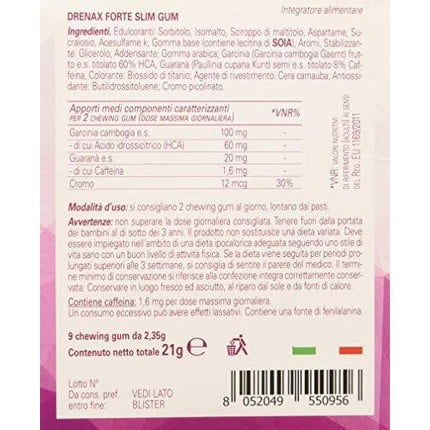 Gumă de Mestecat Drenax Slim Gum cu Gust de Mentă