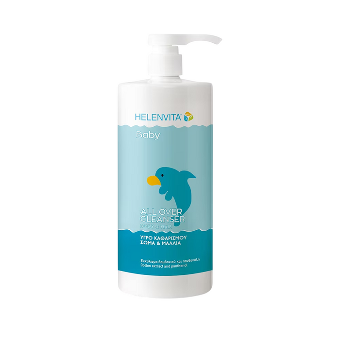 Gel de duș și șampon Helenvita Baby, cu extract de bumbac, pentru copii, 1000 ml