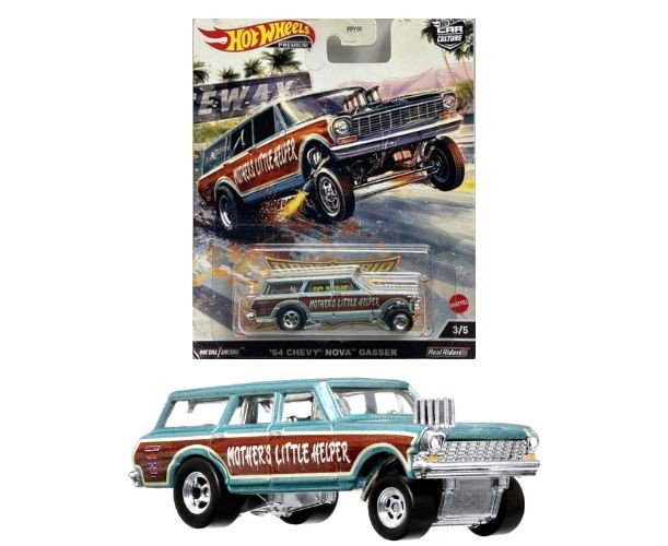 Mașinuță Mattel Hot Wheels Drag Strip, '64 Chevy Nova Gasser, scara 1:65