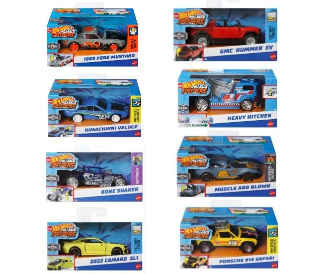Mașinuță Mattel Hot Wheels Pull-Back Speeders, diverse modele, scara 1:43