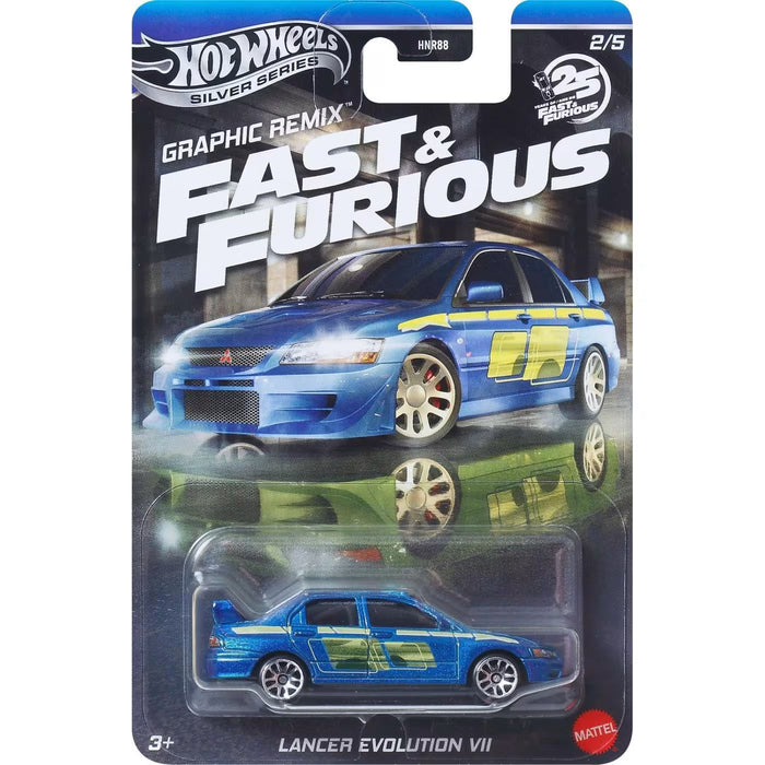 Mașinuță Mattel Hot Wheels Fast & Furious, Mitsubishi Lancer Evolution VII, scara 1:64, 3+ ani