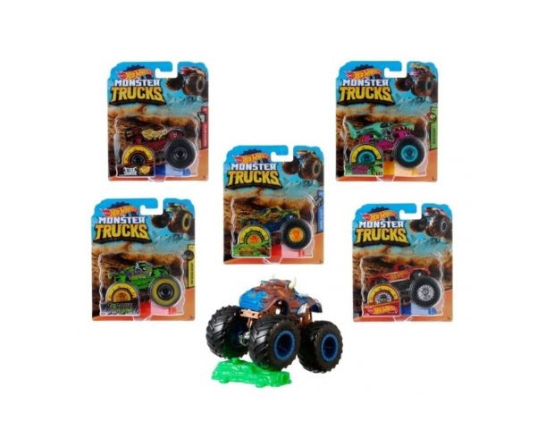 Mașinuță Mattel Hot Wheels Monster Trucks, Skeleton Crewpack, diverse modele, scara 1:64