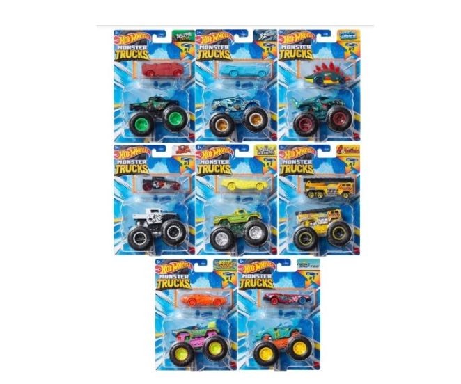 Mașinuță Mattel Hot Wheels Monster Trucks, Skeleton Crewpack, diverse modele, scara 1:64